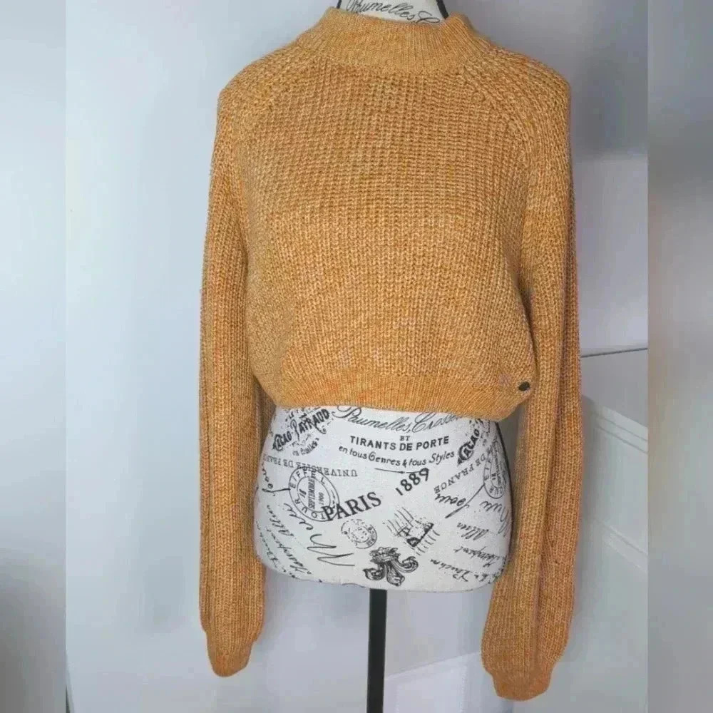 NOISY MAY | Women's Desert Sun High Neck Knitted Long Sleeved Cropped Sw…